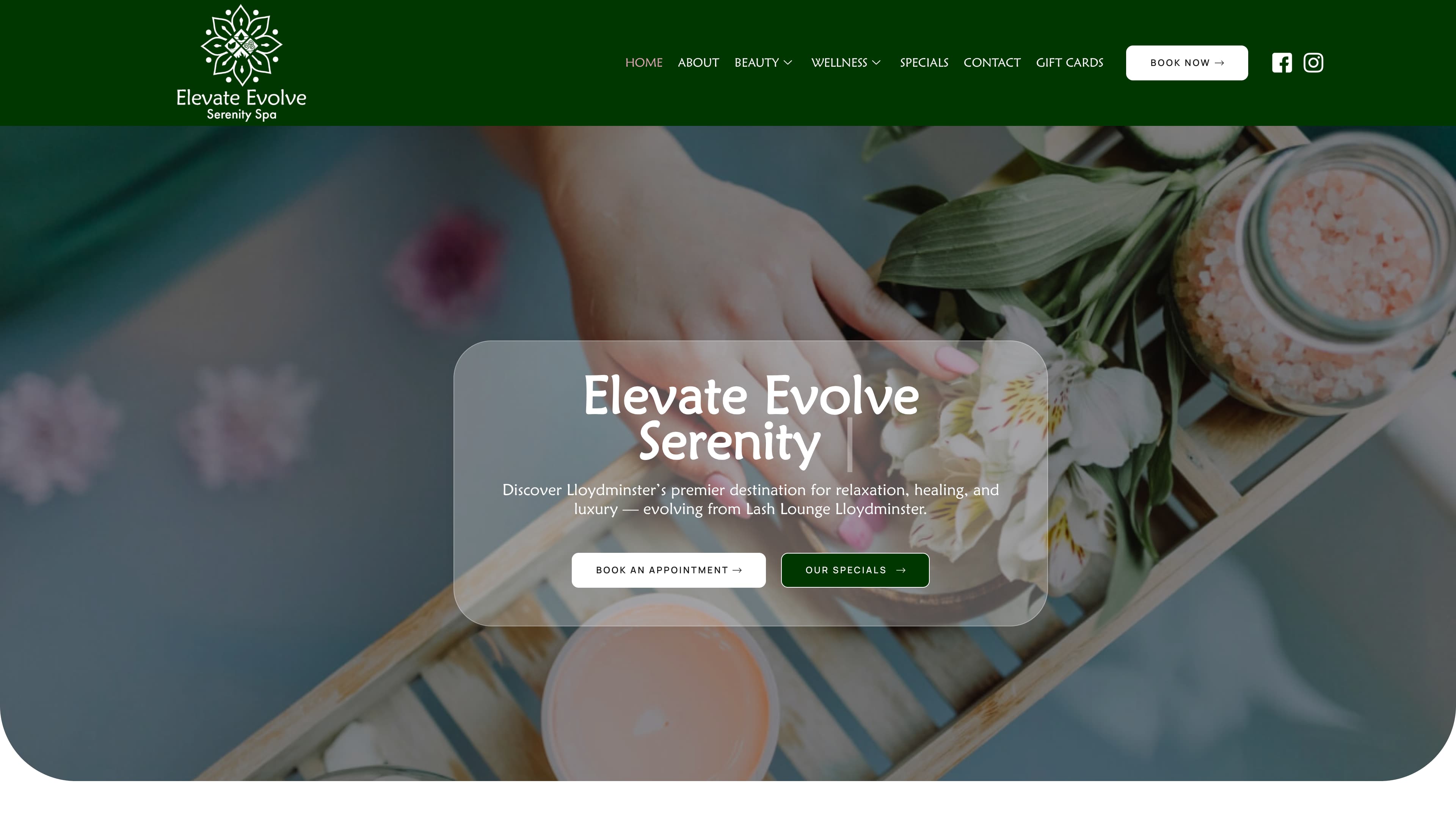 Elevate Evolve Serenity Spa — Web + Booking